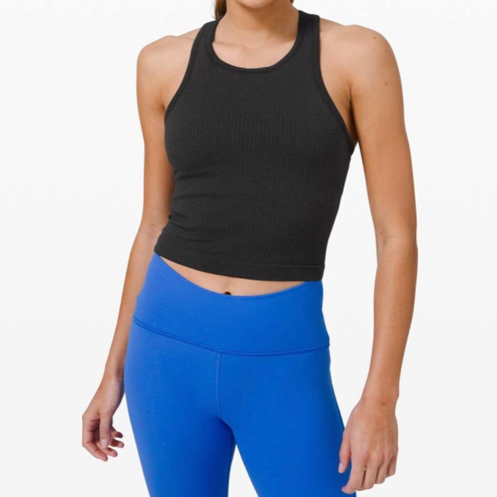 Lululemon Ebb To Street Racerback Crop Tank Black Size 8